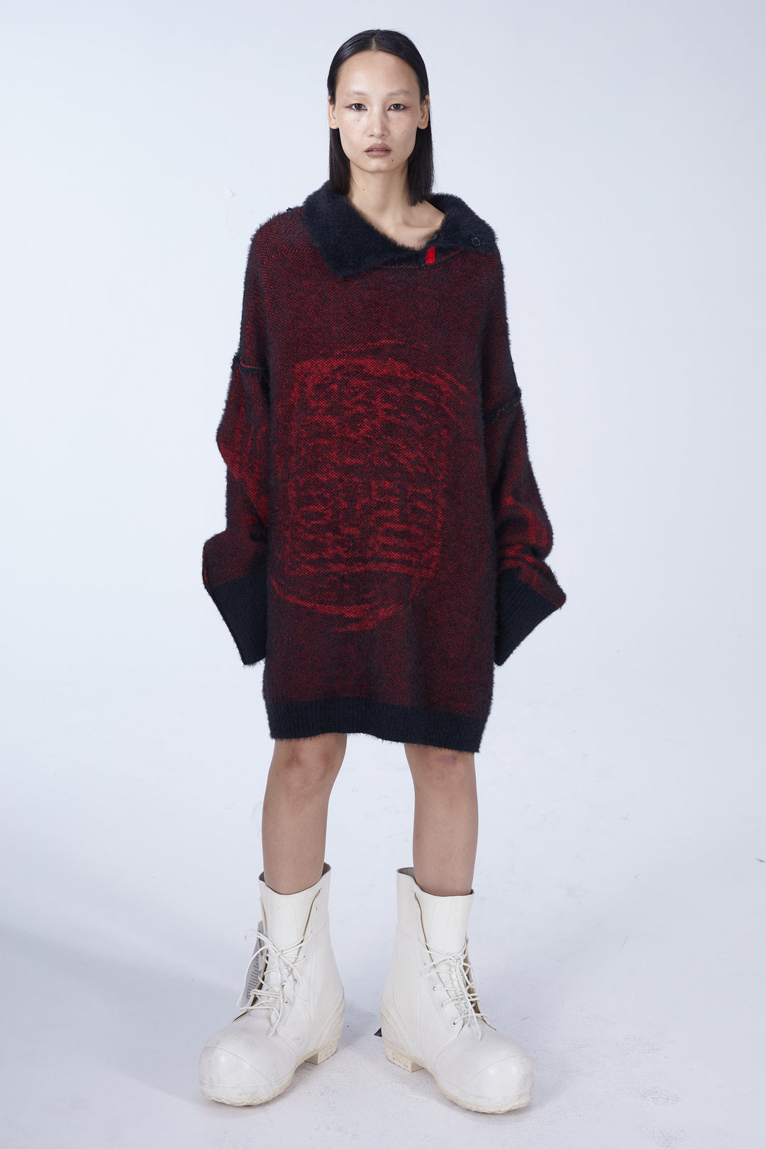 EMBRYO IMPERIAL SEAL reversible faux-mink sweater — material and hardware detail