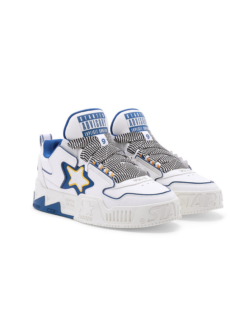 STARTER VOL 90S Navy Blue sneakers, clean studio pair view showing the layered star panels