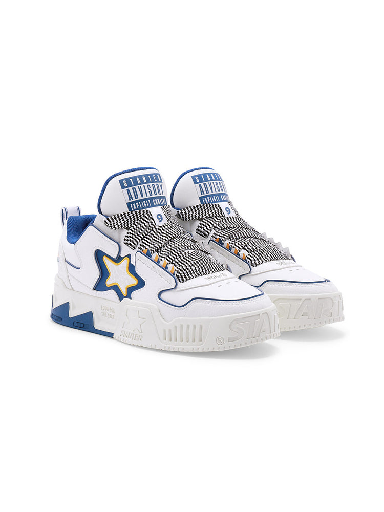 STARTER VOL 90S Navy Blue sneakers, clean studio pair view showing the layered star panels