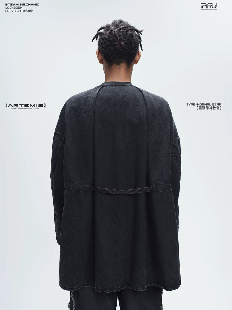 GAIA night black priest zip robe jacket — alternate product view