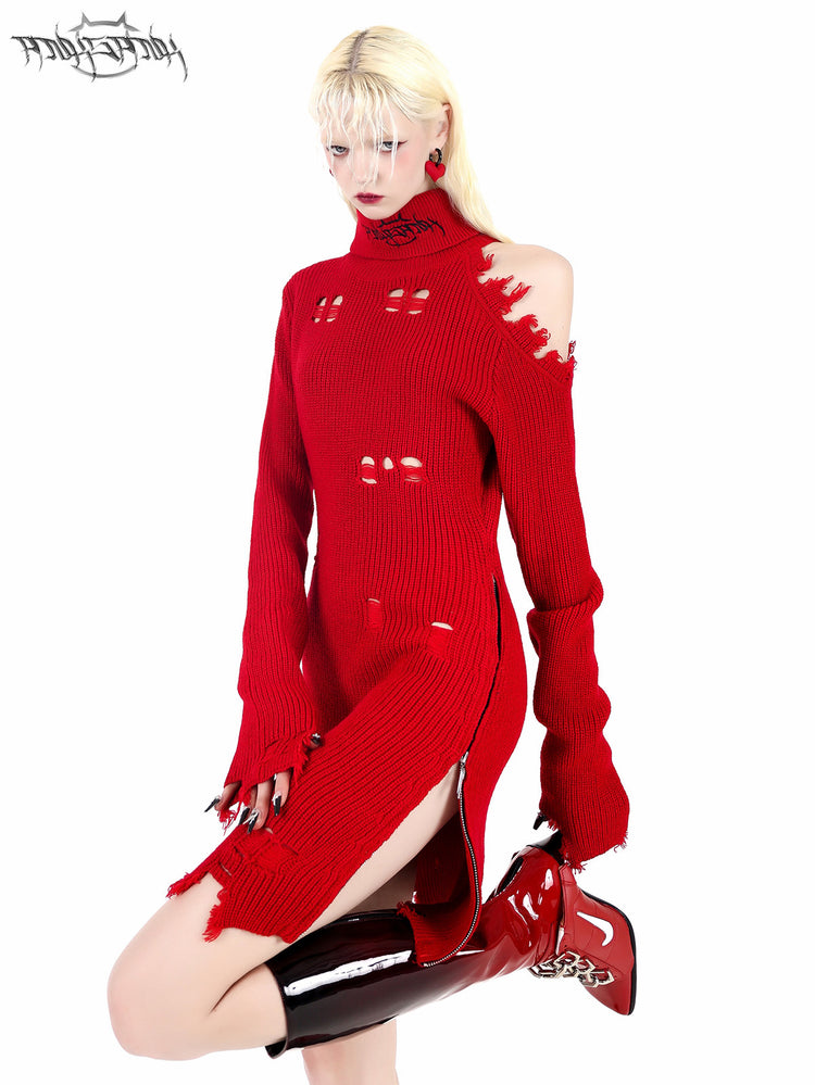 PINKSPINK RIFT embroidered cutout sweater dress — alternate modeled styling view