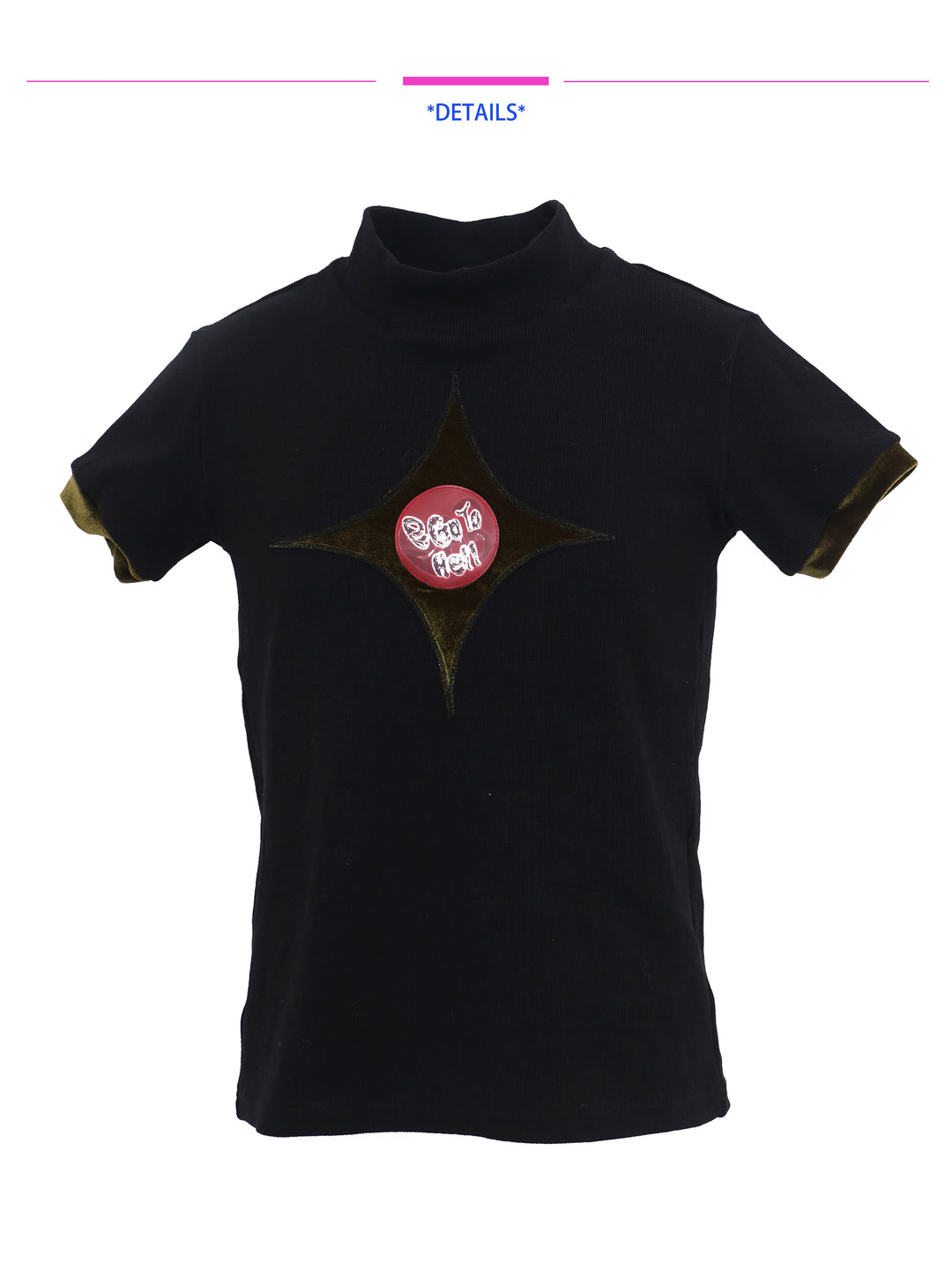 EMBRYO STARSHIFT 3D-effect fitted mock-neck tee — fabric and graphic detail