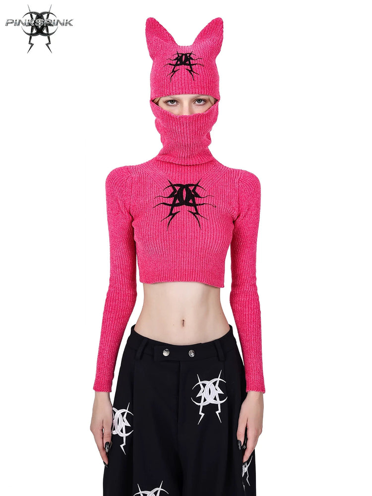 PINKSPINK ELECTRIC MOON fitted cat-ear hood sweater — cleaned hero collage showing the complete design