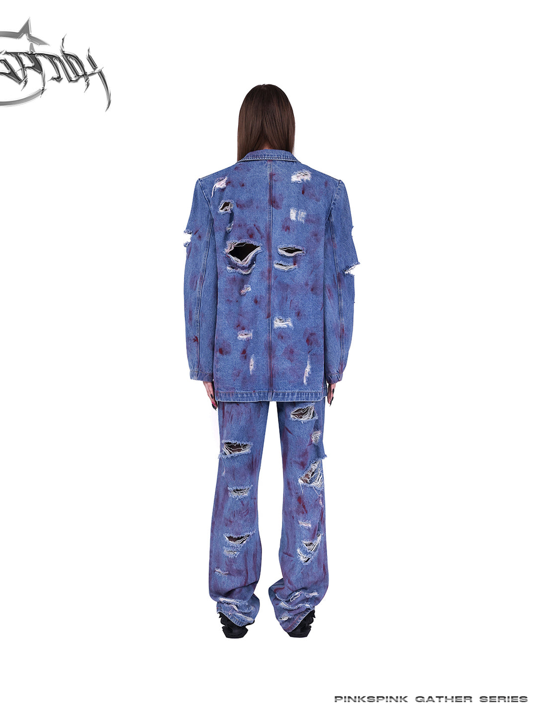 WASTELAND POWDER COATING RIPPED unisex loose-fitting jeans