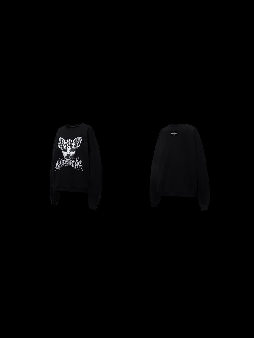 PINKSPINK CAT ALIEN embroidered oversized sweatshirt — front and back garment-only views