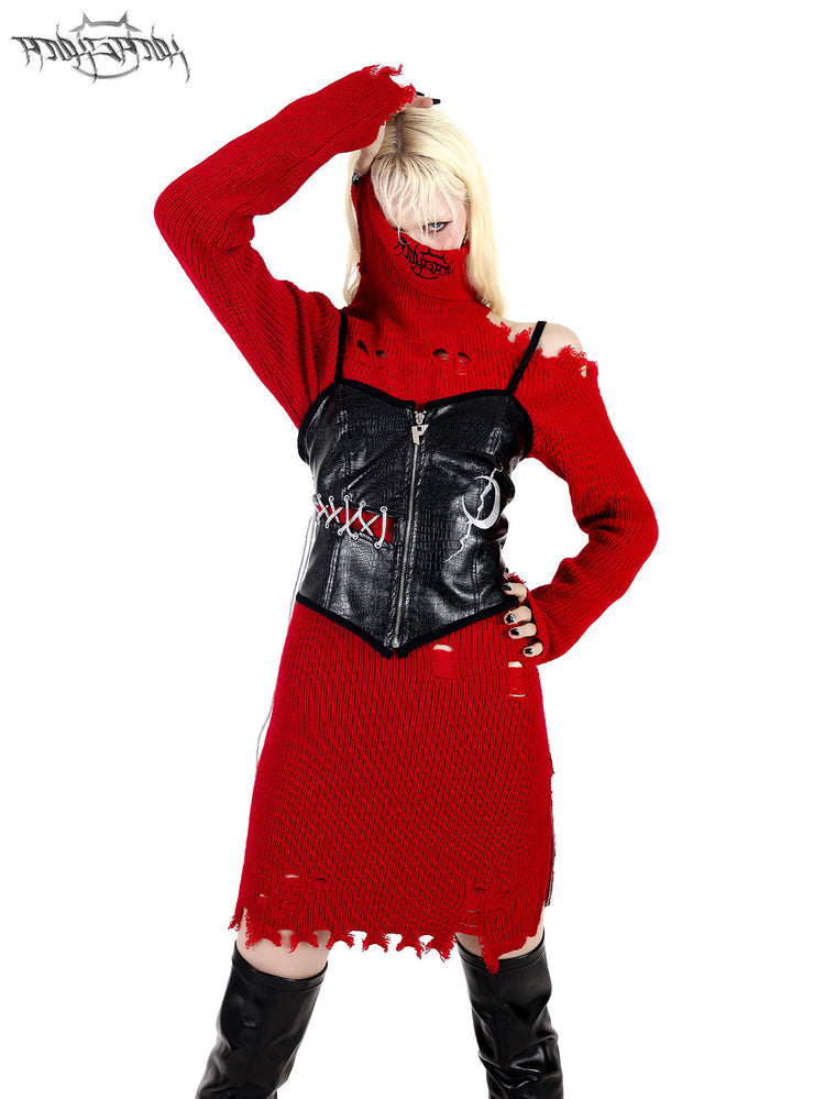 PINKSPINK RIFT embroidered cutout sweater dress — alternate angle showing the shape and finish