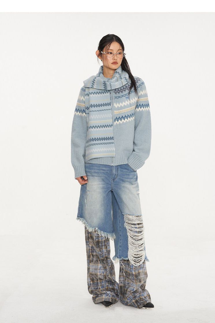 NAWS FAIR ISLE wool-alpaca cardigan — alternate modeled view showing the silhouette