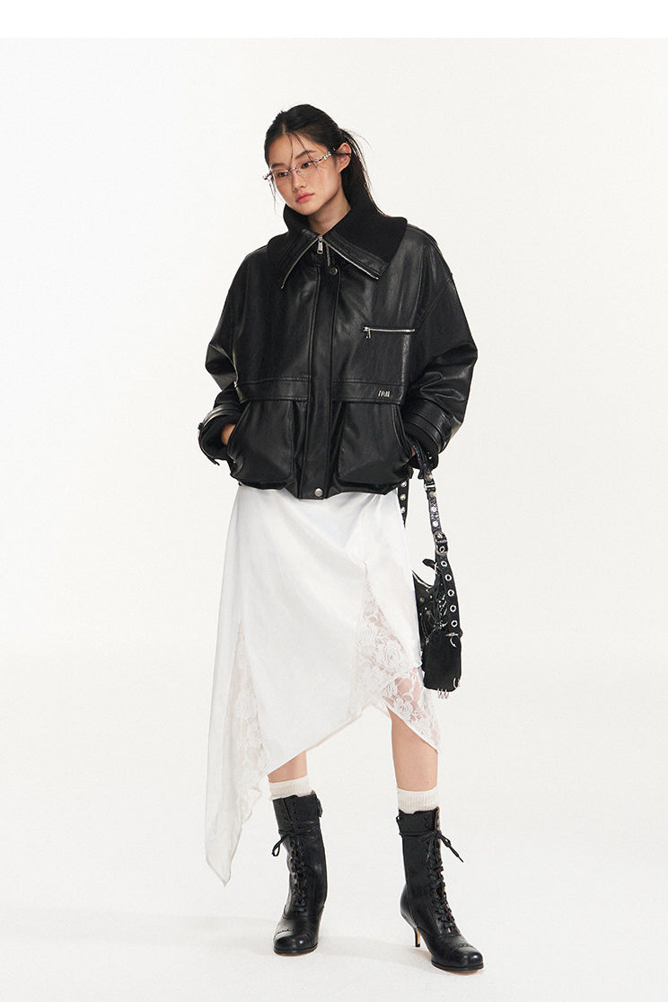 NAWS HIPPY RIDER oversized padded moto jacket — alternate modeled view showing the silhouette