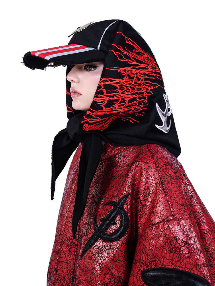 PINKSPINK ELECTRIC MOON embroidered bandana baseball cap — product detail view showing texture and hardware