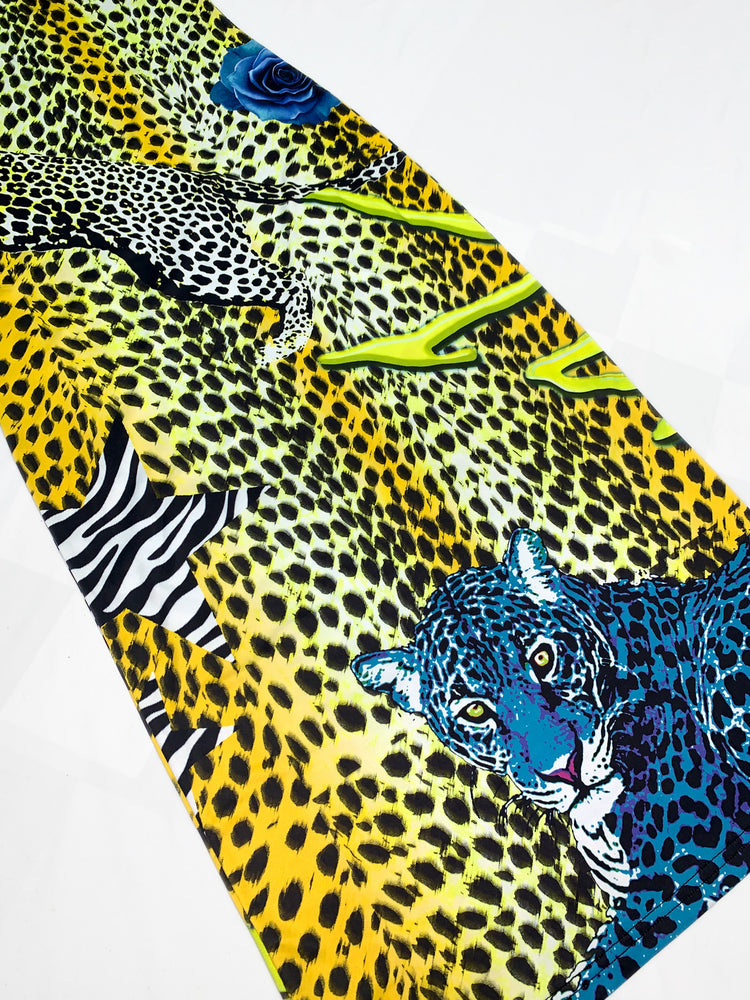 DEADENDKIDS LEOPARD ROSE fitted tank maxi dress — close modeled view