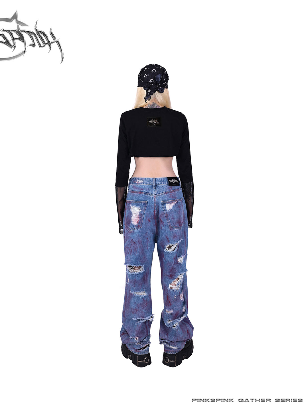 WASTELAND POWDER COATING RIPPED unisex loose-fitting jeans