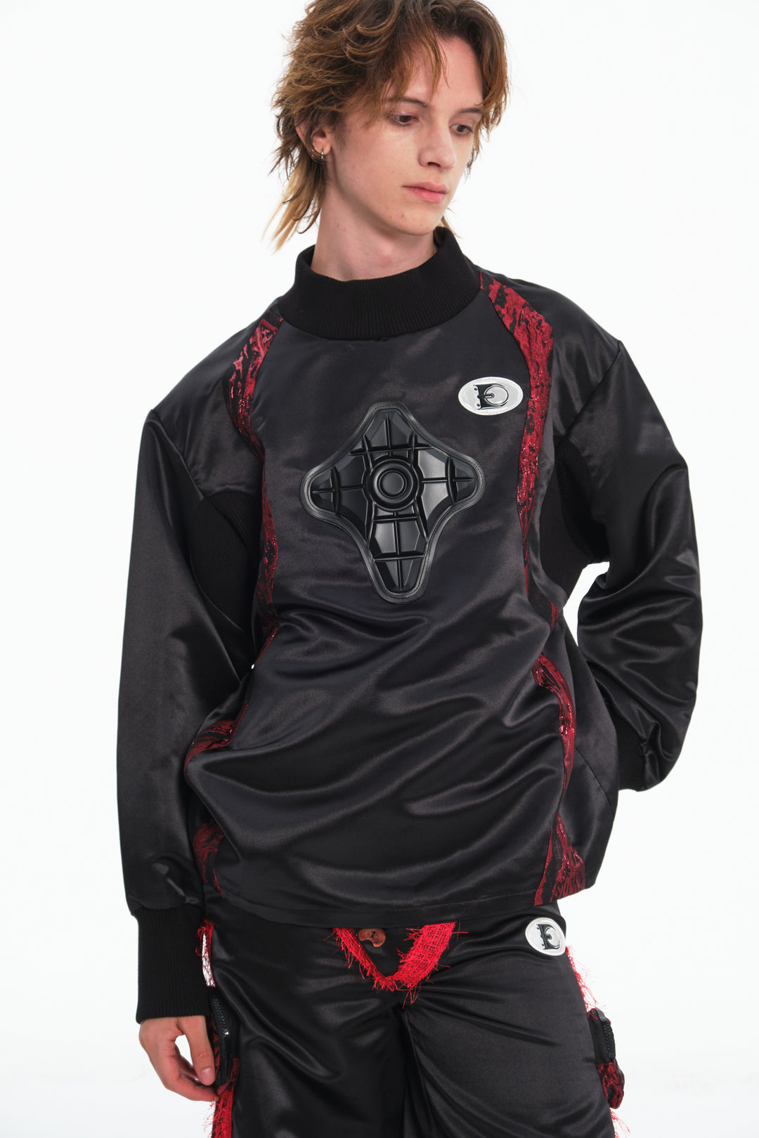 EMBRYO IMPACT SHIELD padded sweatshirt — material and hardware detail