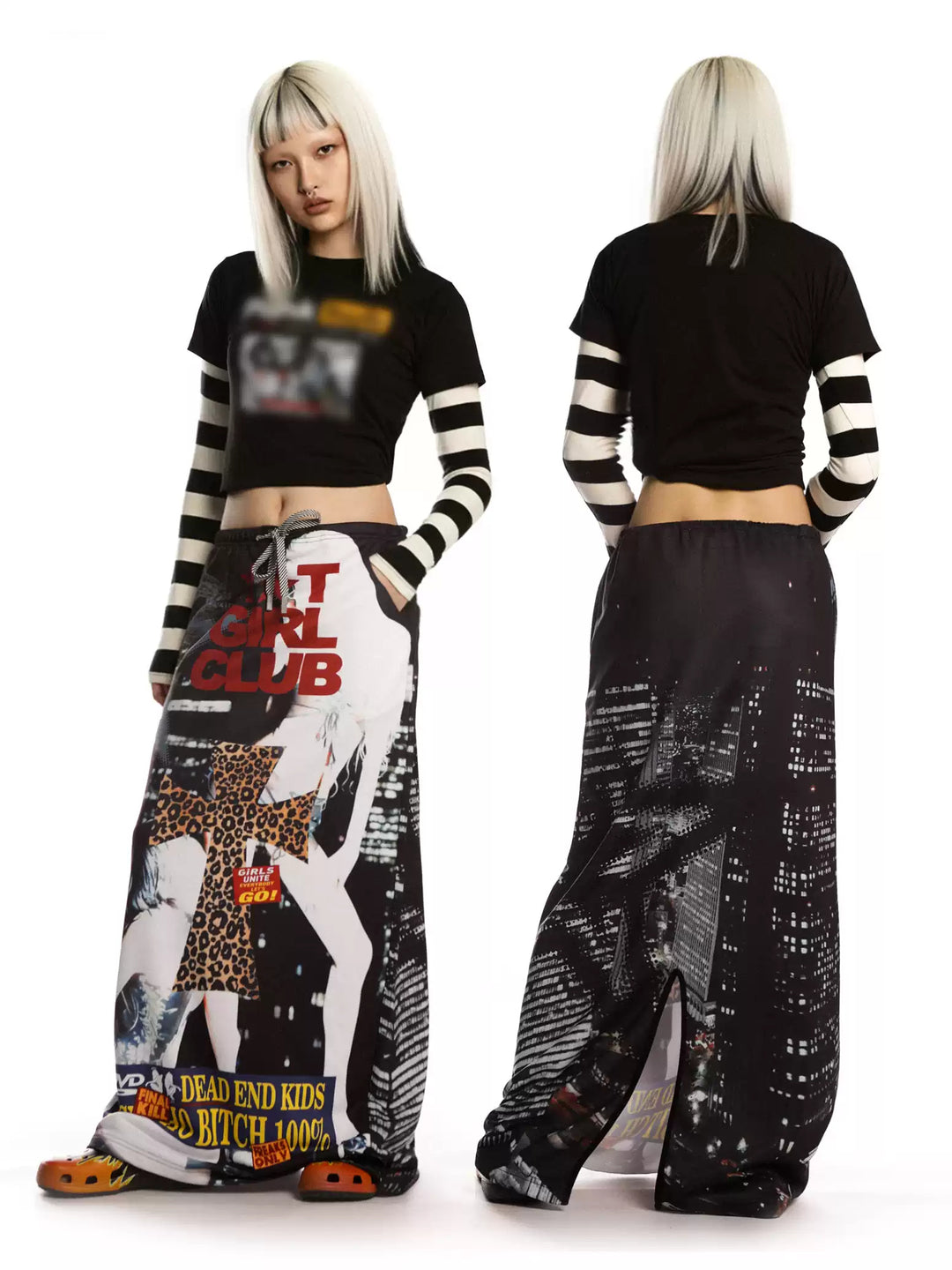 DEADENDKIDS HOT GIRL CLUB graphic maxi skirt — alternate product presentation