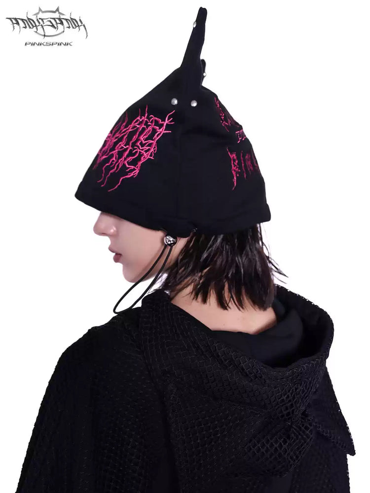 PINKSPINK SPHYNX embroidered cat-ear knit hat — modeled front styling view