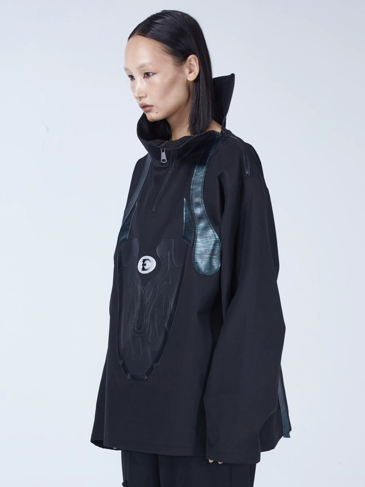 EMBRYO SHOE COLLAR asymmetrical sweatshirt — alternate styled presentation
