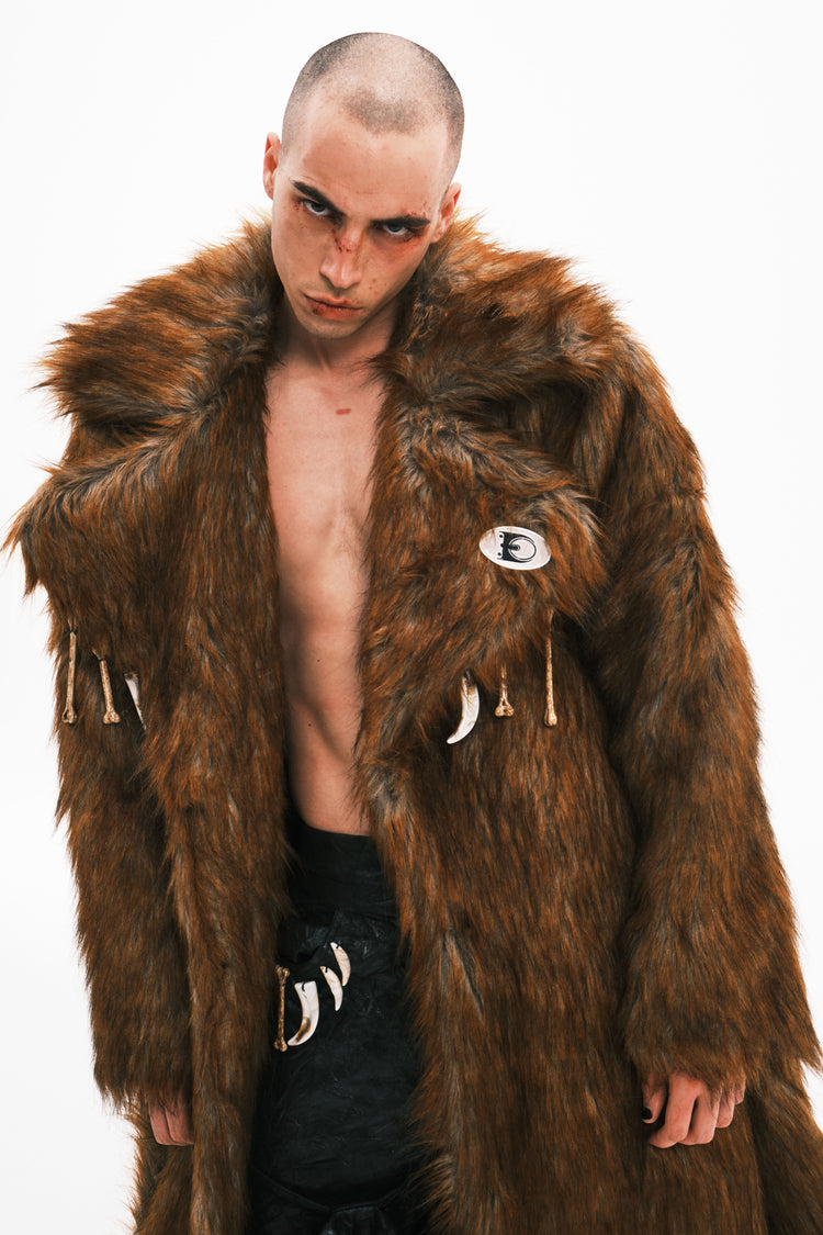 EMBRYO PRIMAL BONE extra-long faux-fur coat — garment-only view