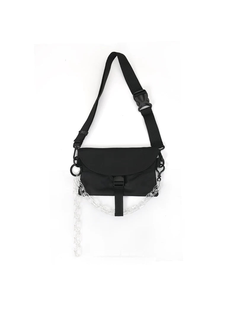 OFF-LABEL crossbody bag in black with clear detachable chain