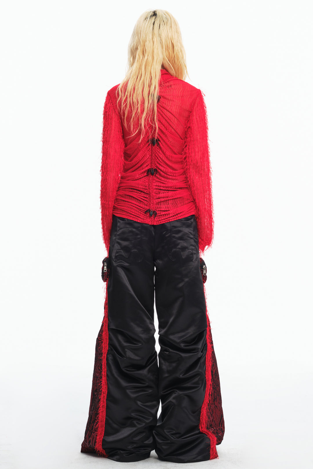 EMBRYO IMPACT SHIELD padded wide-leg pants — full-length modeled view