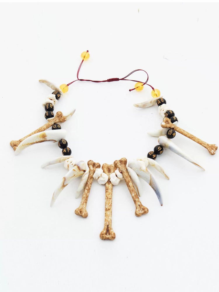 EMBRYO BONE RELIC adjustable necklace & headpiece — alternate styled presentation