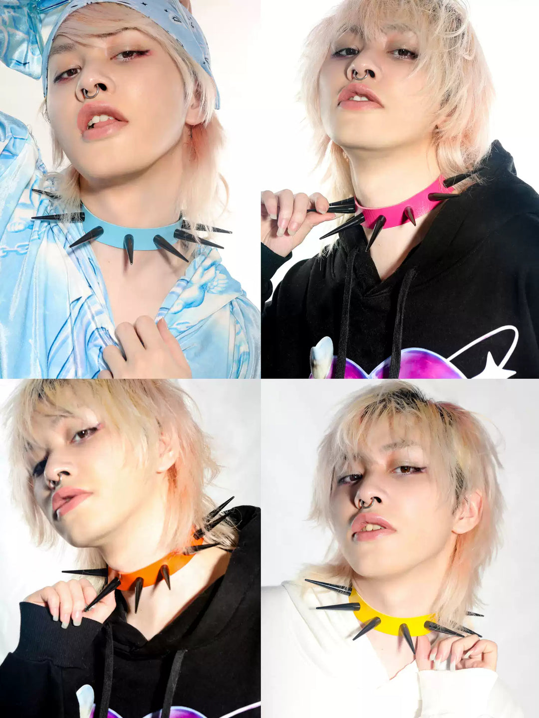 DEADENDKIDS SPIKE RING studded choker — side or detail presentation