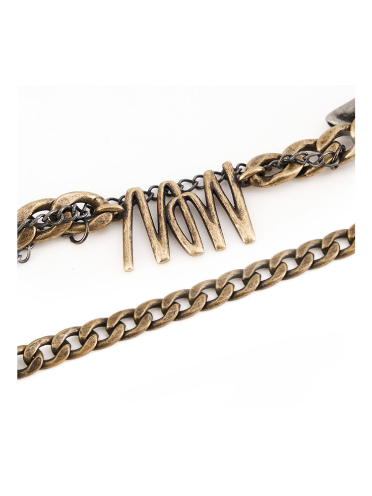 NAWS DIESEL WRAP antique chain necklace — alternate modeled styling view
