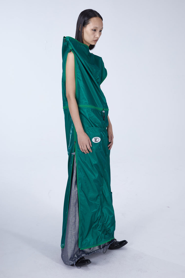 EMBRYO SLEEP POD convertible dress & bag — rear modeled view