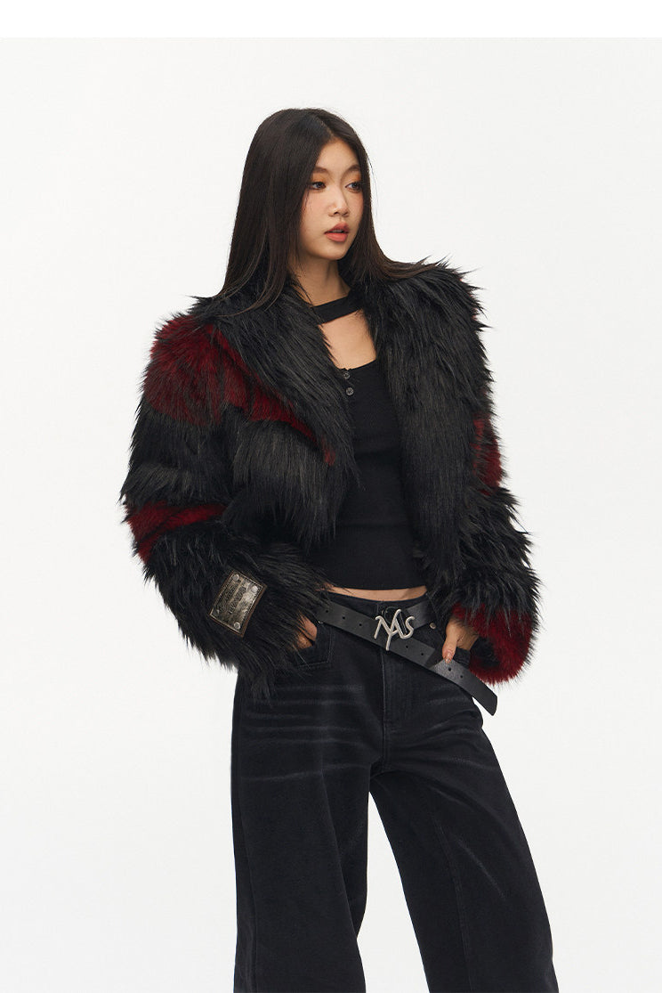 NAWS NIGHT GARDEN faux-fur jacket — close-up view of the material and finishing
