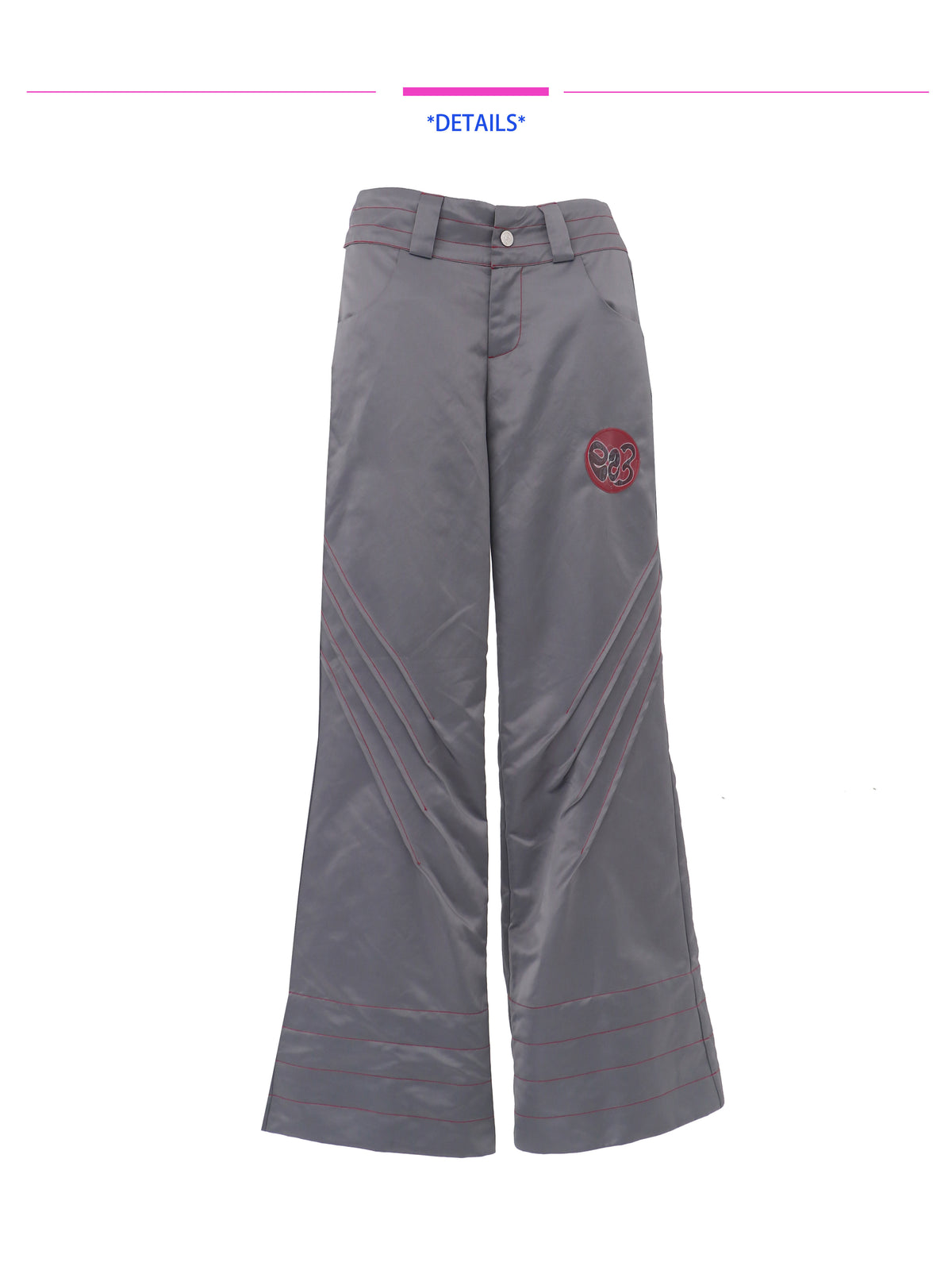 EMBRYO STARSHIFT ruched 3D-effect pants — material and hardware detail