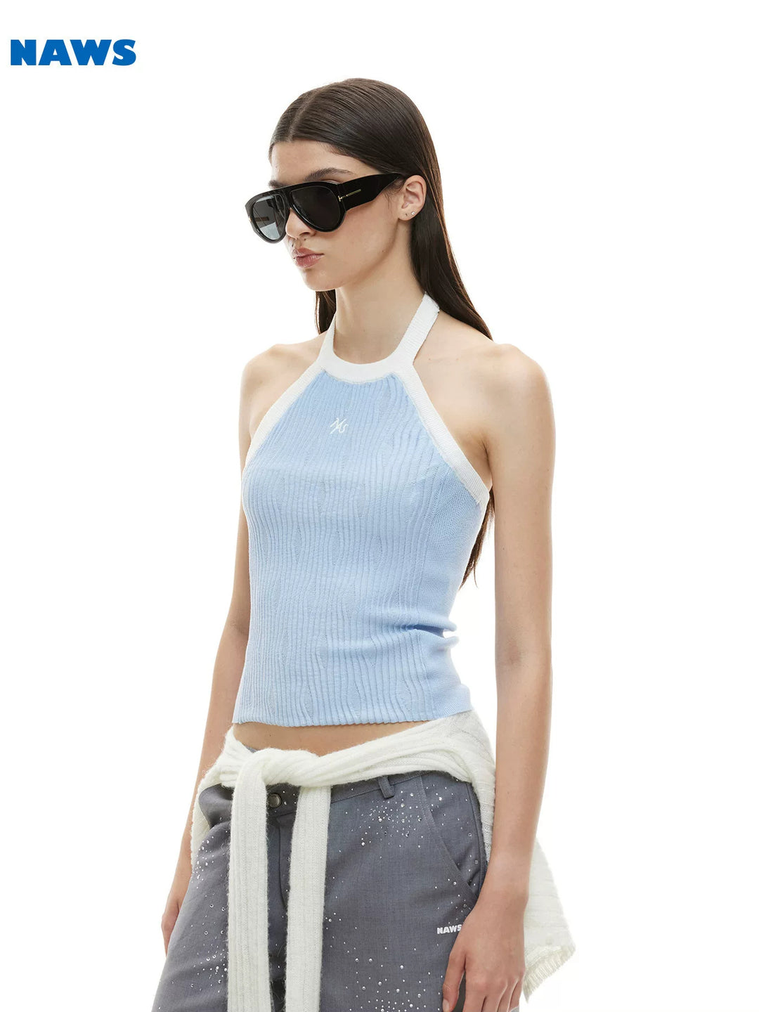 NAWS EQUESTRIAN wool halter vest — cleaned hero collage showing the complete design