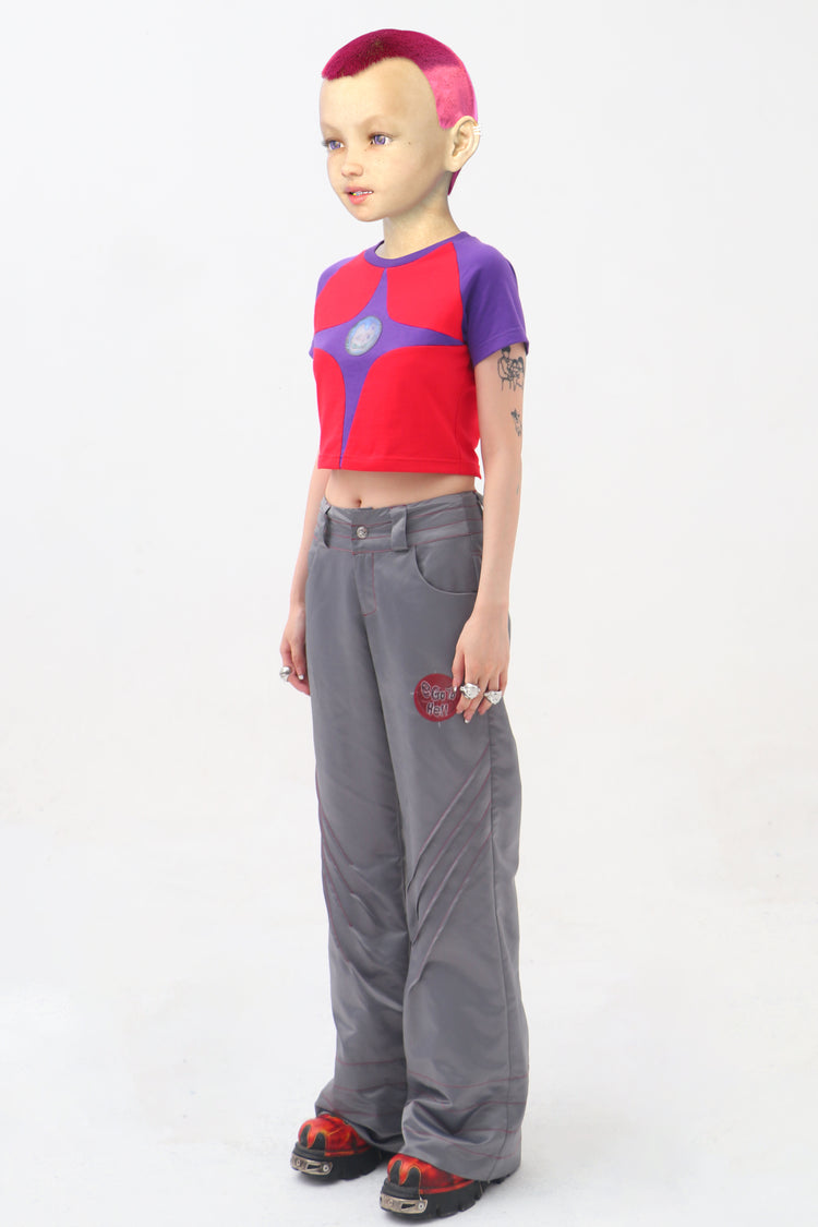 EMBRYO STARSHIFT cropped raglan tee — product-only rear view