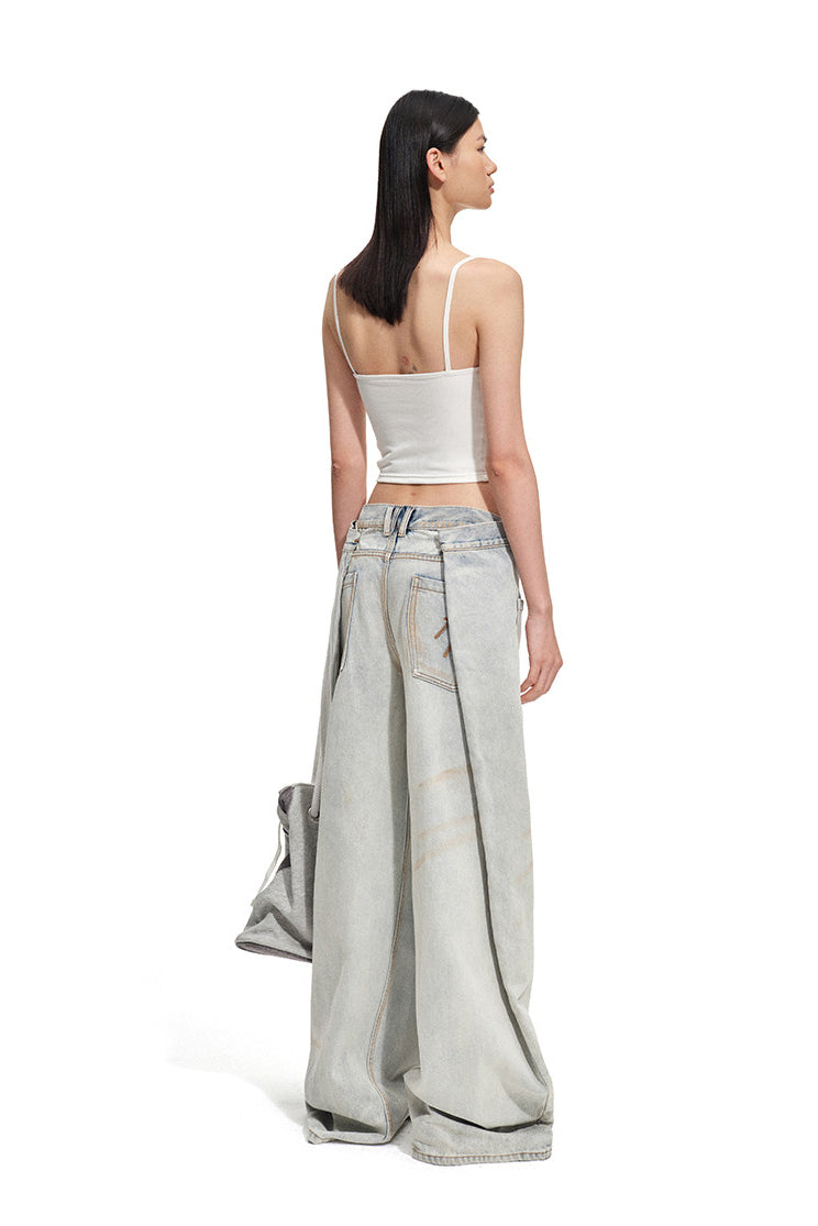 NAWS INTERPRETATION butterfly layering camisole — modeled detail view of the garment construction