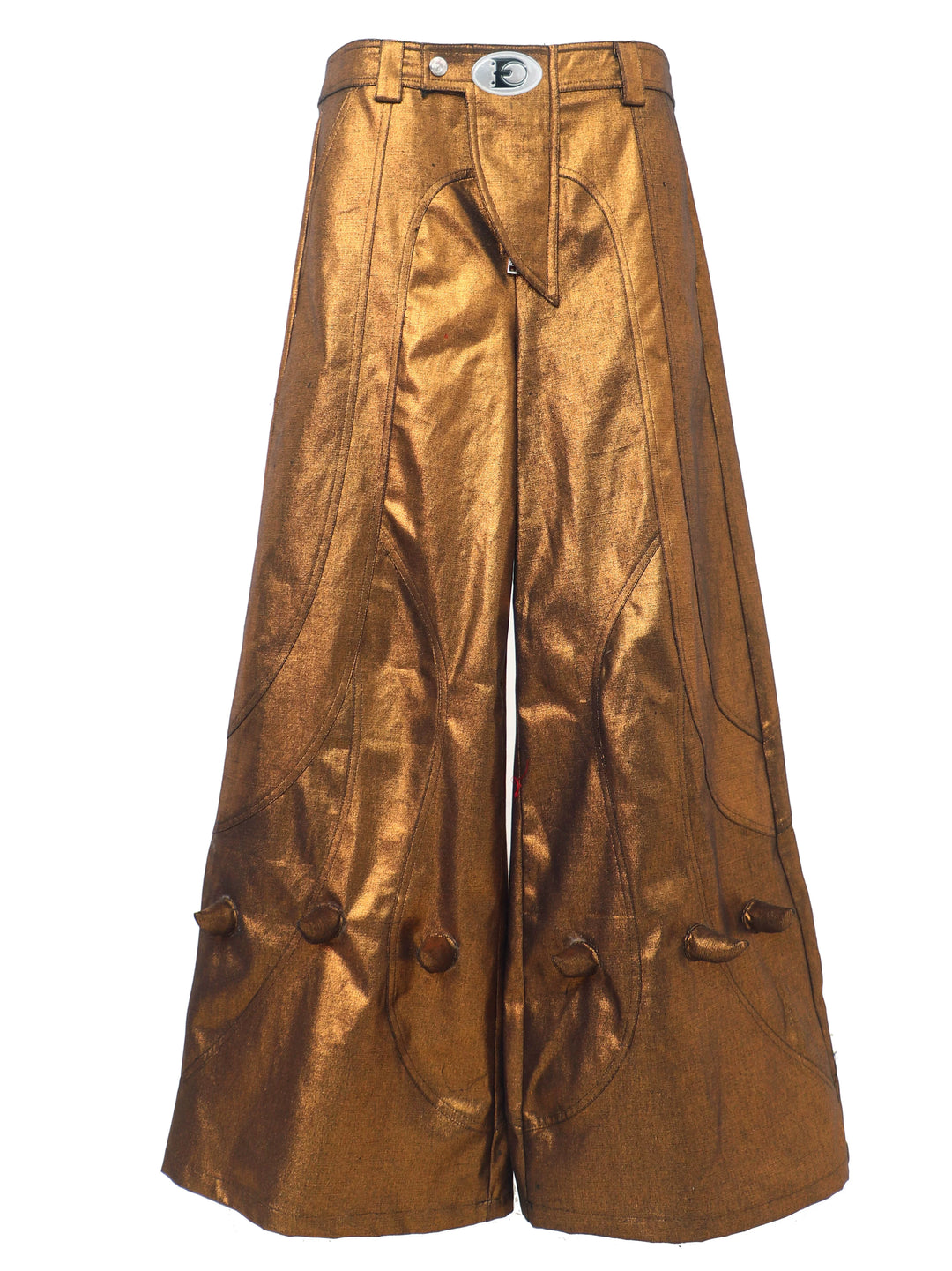 EMBRYO GOLD SPIKE metallic wide-leg pants — alternate styled presentation