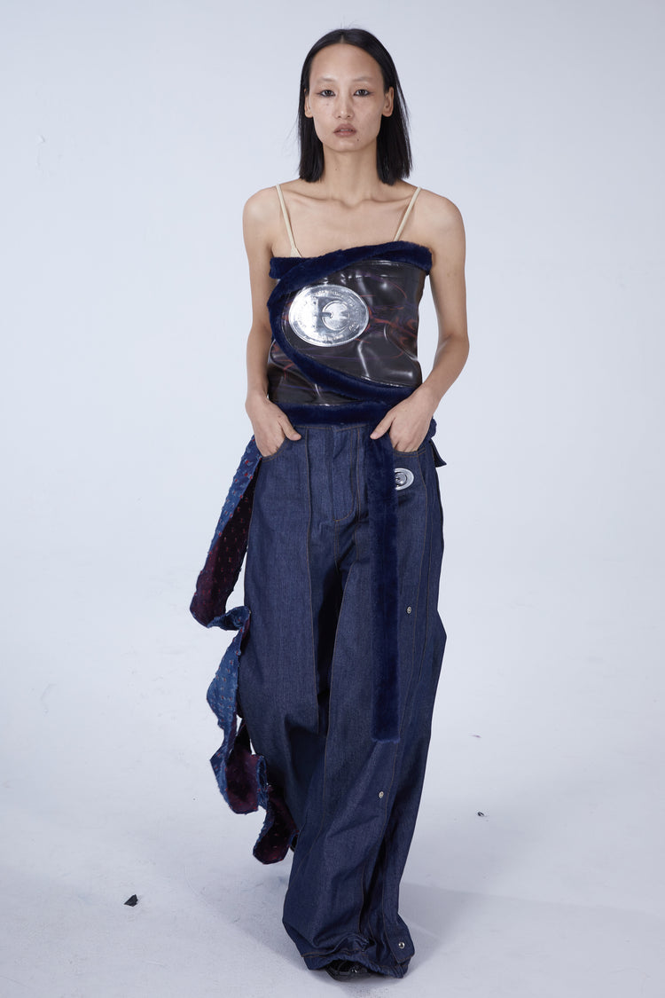 EMBRYO RITUAL WRAP convertible skirt & bustier — full-length modeled view