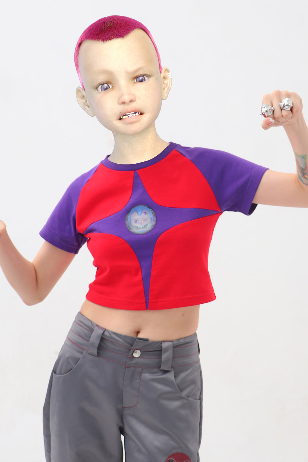 EMBRYO STARSHIFT cropped raglan tee — additional product detail view