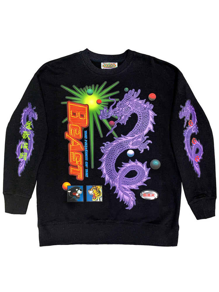 DEADENDKIDS DRAGON PUNK graphic sweatshirt — alternate modeled angle