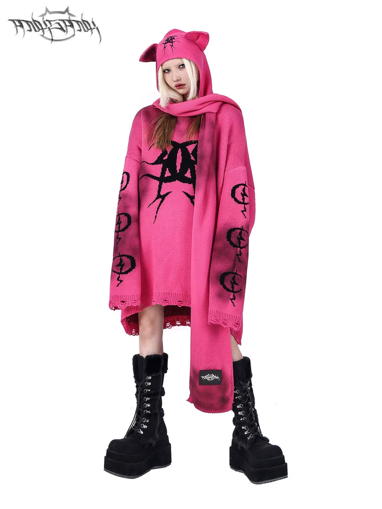 PINKSPINK SPHYNX cat-ear hooded scarf — cleaned hero collage showing the complete design