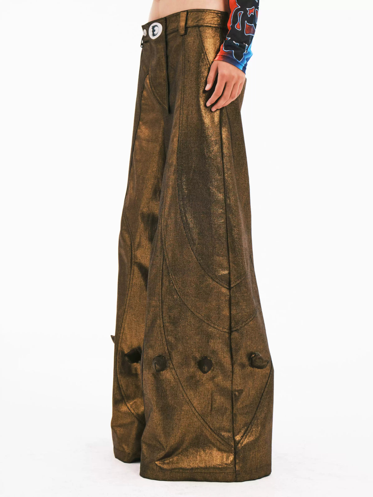 EMBRYO GOLD SPIKE metallic wide-leg pants — alternate product presentation