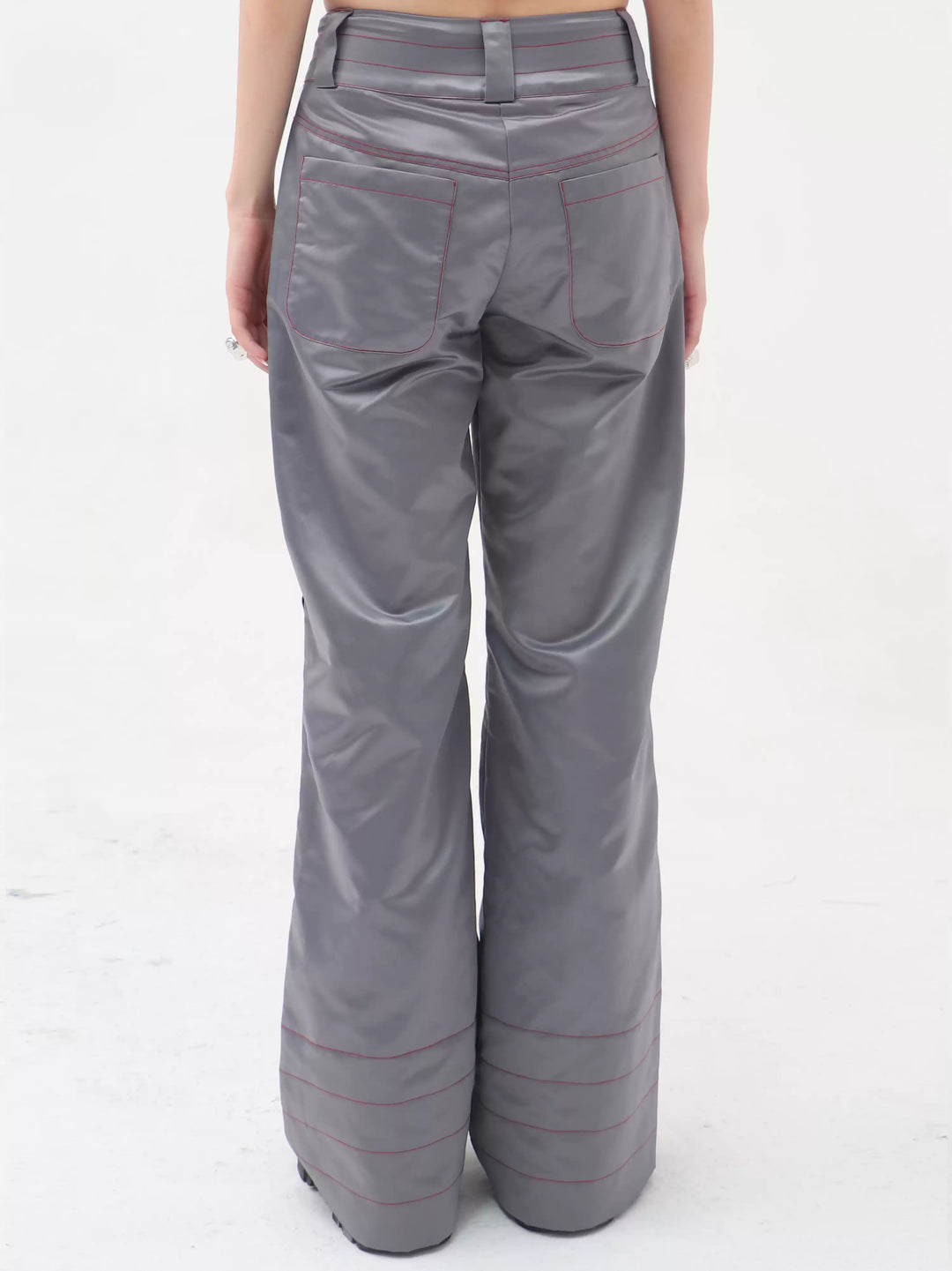 EMBRYO STARSHIFT ruched 3D-effect pants — rear or construction presentation