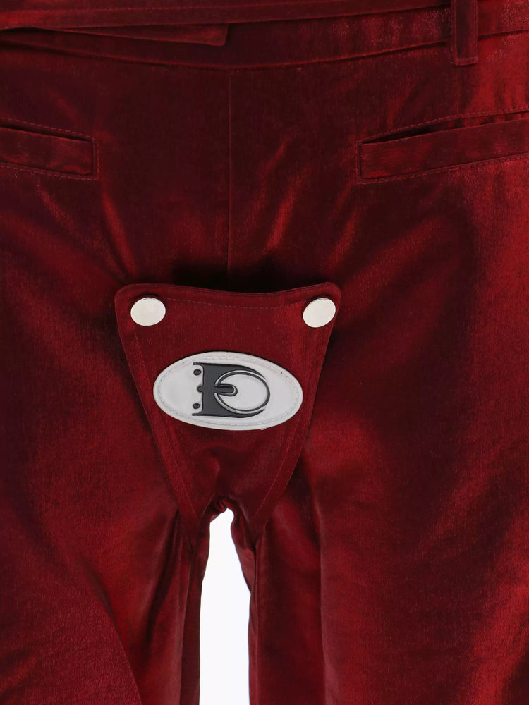 EMBRYO FIVE POISONS color-shift low-rise pants — construction detail
