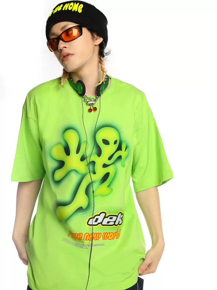 DEADENDKIDS ALIEN INVASION oversized graphic tee — alternate styled presentation