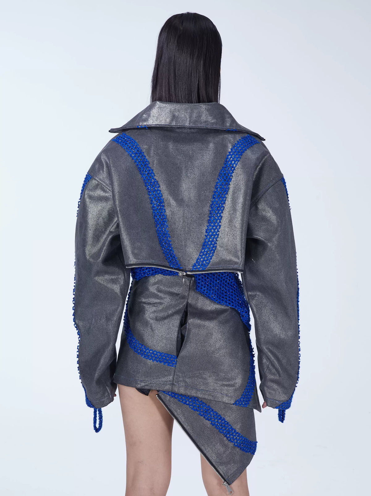 EMBRYO METAL SHELL convertible canvas jacket — full-jacket back view