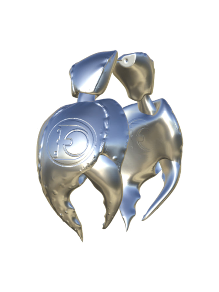 EMBRYO VENOM CLAW sculptural earrings — rear or construction presentation