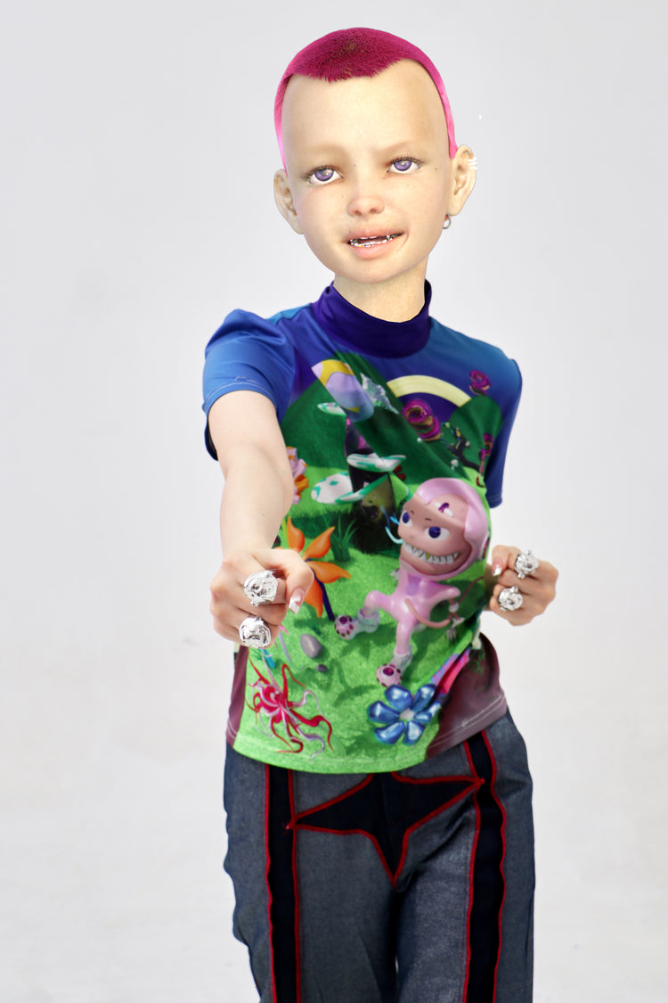 EMBRYO E23 LITTLE ONE printed mock-neck tee — additional product detail view