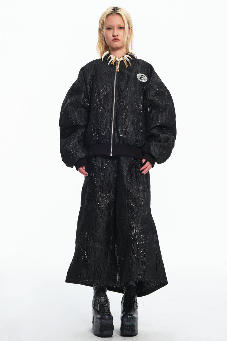 EMBRYO VENOM FLIGHT deconstructed padded jacket — alternate modeled angle