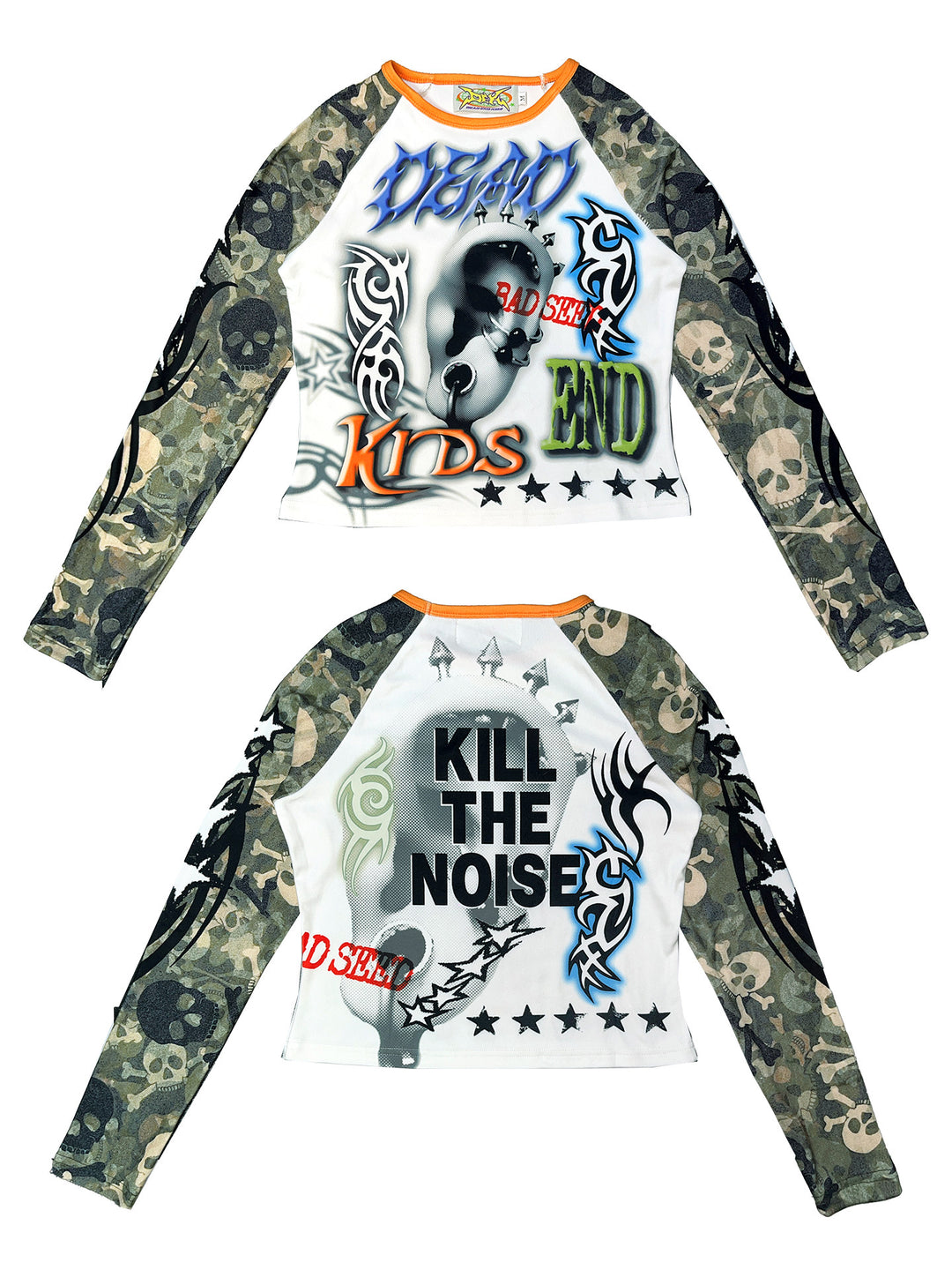 DEADENDKIDS GIRL KILLER cropped graphic top — construction detail