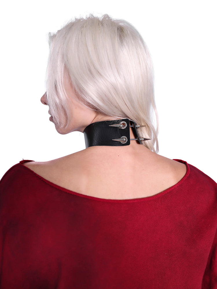 PINKSPINK ELECTRIC MOON off-shoulder sweatshirt in RED — close rear neckline detail.