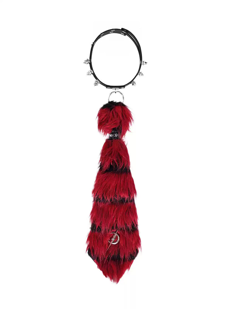 PINKSPINK ELECTRIC MOON black-red faux-fur studded collar — alternate gallery view showing the design details