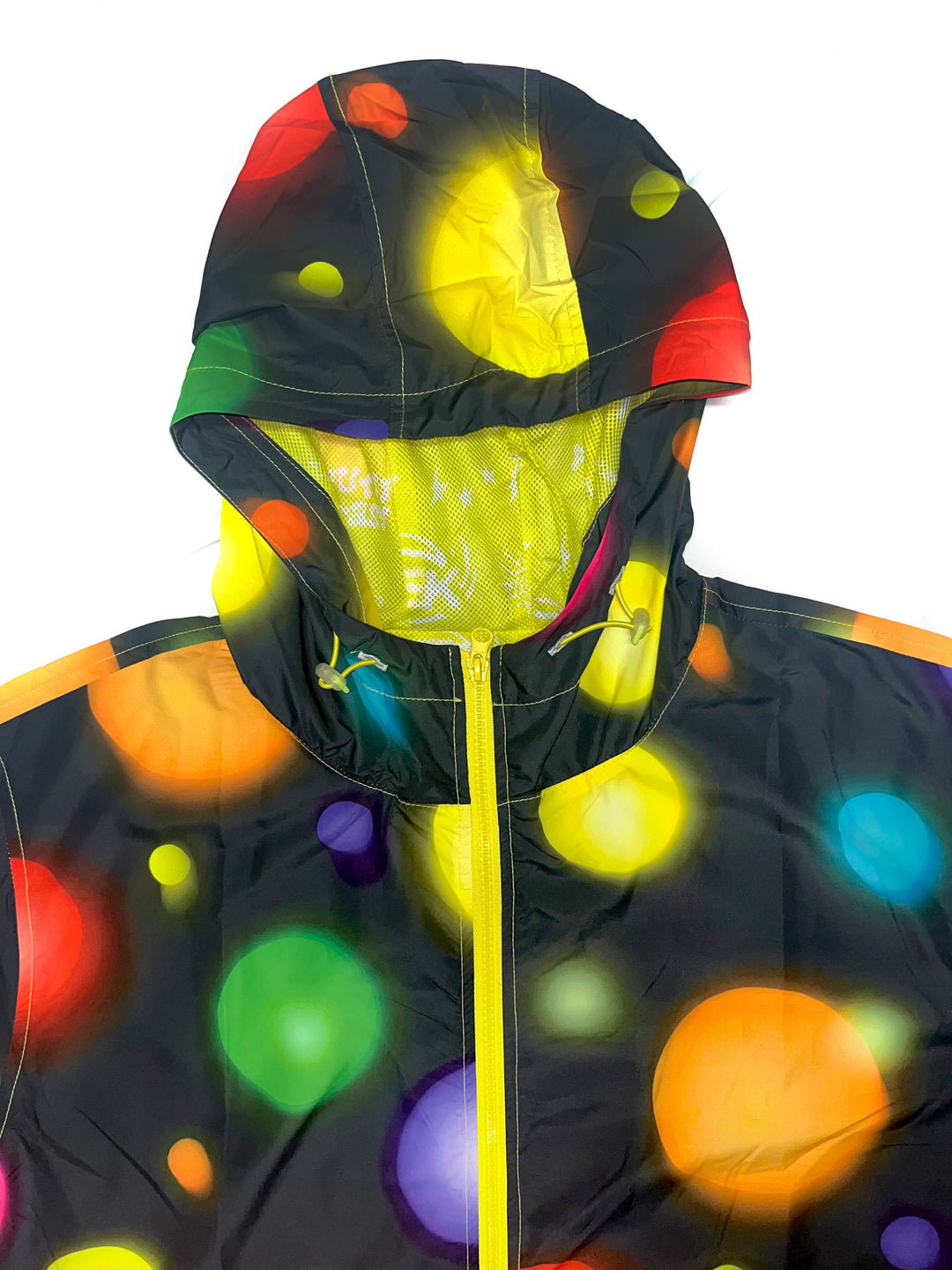 DEADENDKIDS POLKA SHIELD three-proof shell jacket — full-length modeled view