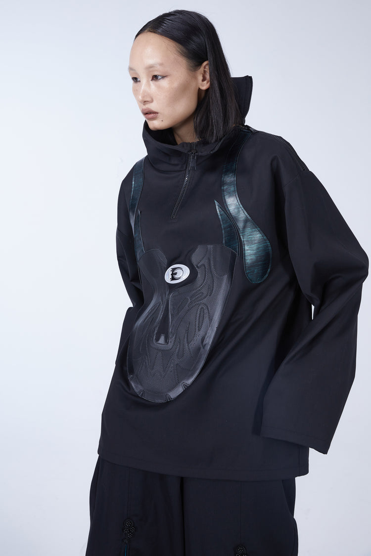EMBRYO SHOE COLLAR asymmetrical sweatshirt — construction detail