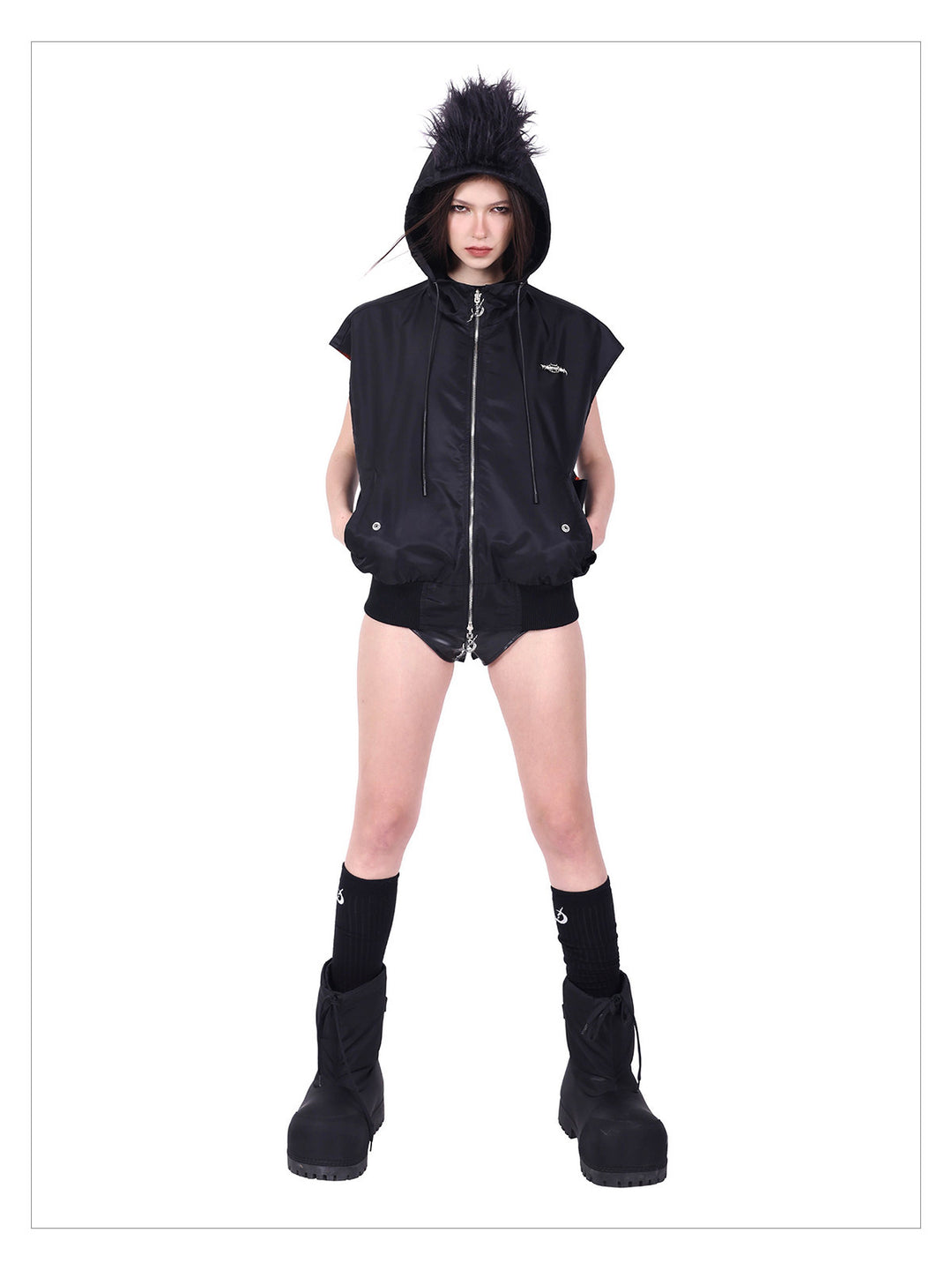PINKSPINK FIRE CAT reversible mohawk hooded vest — alternate gallery view showing the design details
